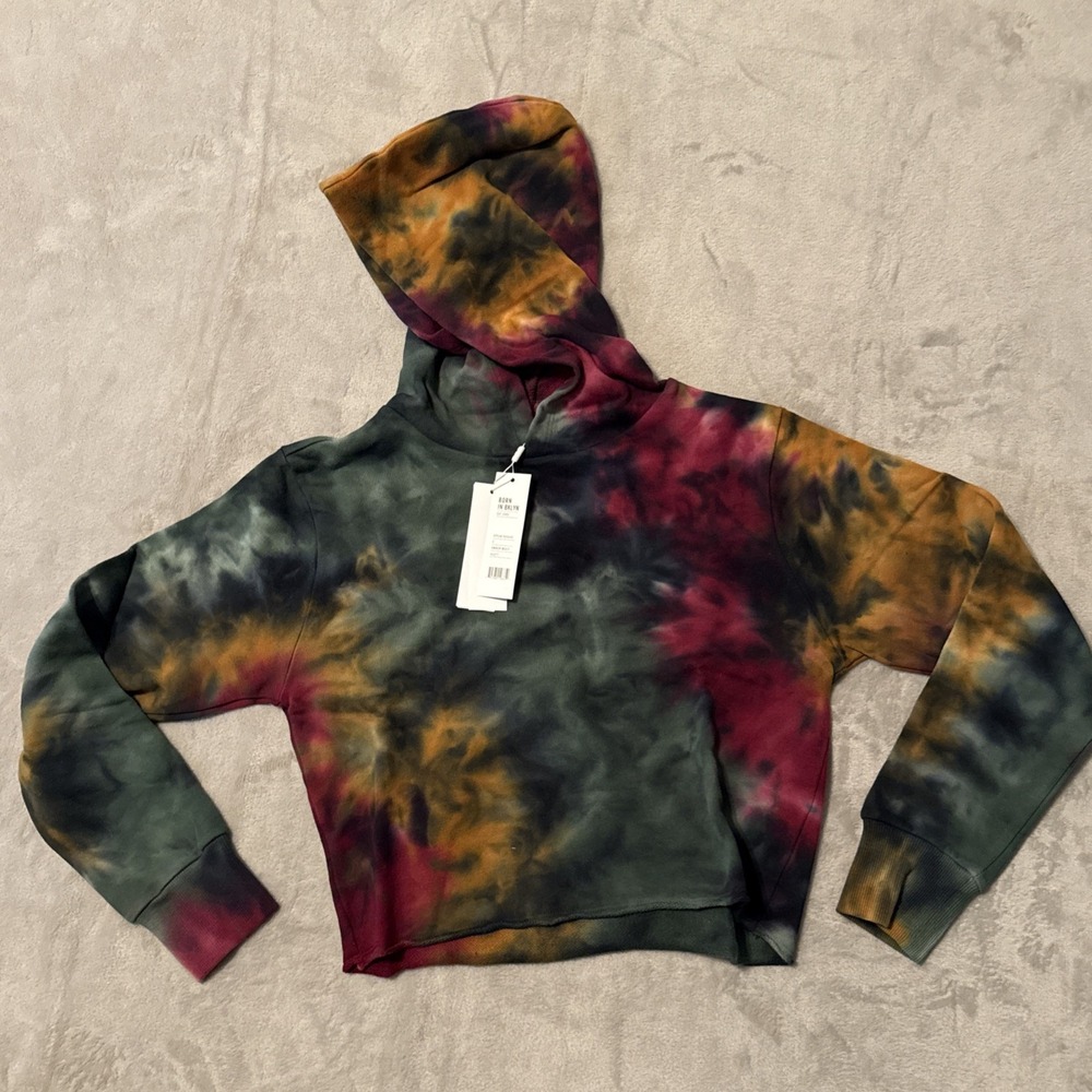 525 America / Revolve Tie Dye Crop Hoodie Sweater Size Small Amber Multi